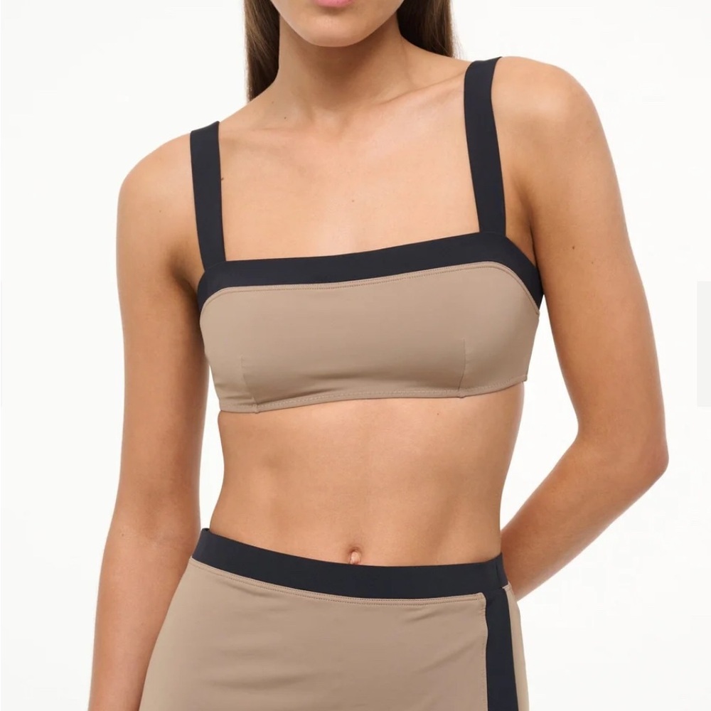 STAUD Tan and Black Women's Bikini Top